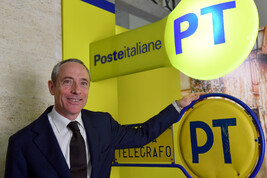 L'ad di Poste Italiane Matteo Del Fante in occasione della presentazione del progetto Polis